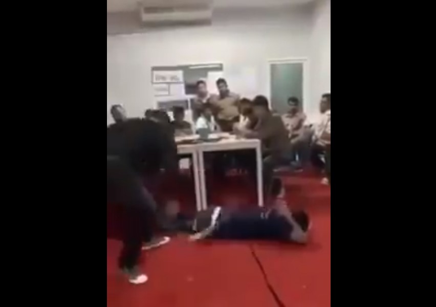Leaked video from China shows a company boss savagely disciplining an employee