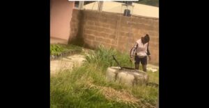 Video: Chef Dammy Seen Fetching Water in a well without body guards